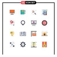 Flat Color Pack of 16 Universal Symbols of calculator search engine notepad social network Editable Pack of Creative Vector Design Elements