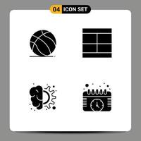 4 Solid Glyph concept for Websites Mobile and Apps football brain usa draw gear Editable Vector Design Elements