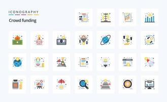 25 Crowdfunding Flat color icon pack vector