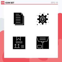 Modern Set of 4 Solid Glyphs and symbols such as copy box files idea design Editable Vector Design Elements