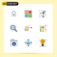 9 Thematic Vector Flat Colors and Editable Symbols of thinking creative space honey search Editable Vector Design Elements