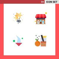 Universal Icon Symbols Group of 4 Modern Flat Icons of birthday down public arrow fruit Editable Vector Design Elements