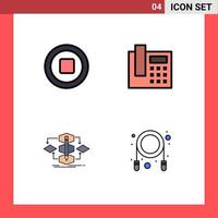 Universal Icon Symbols Group of 4 Modern Filledline Flat Colors of media model phone algorithm jump Editable Vector Design Elements
