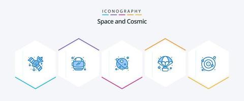 Space 25 Blue icon pack including . orbit. universe. moon. observation vector