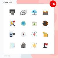 16 Universal Flat Colors Set for Web and Mobile Applications global data analytics send chart analysis supermarket Editable Pack of Creative Vector Design Elements