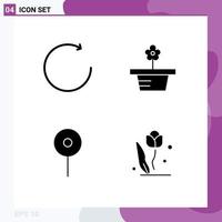 Thematic Vector Solid Glyphs and Editable Symbols of arrow pin flower present floral Editable Vector Design Elements