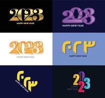 Big Collection of 2023 Happy New Year symbols Cover of business diary for 2023 with wishes vector