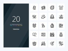 20 Valentine Outline icon for presentation vector