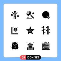 9 Universal Solid Glyphs Set for Web and Mobile Applications theatre movie sign film model Editable Vector Design Elements