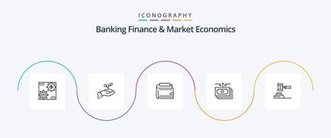 Banking Finance And Market Economics Line 5 Icon Pack Including money. cash. charity. wallet. money vector