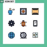 Set of 9 Modern UI Icons Symbols Signs for phone gas documents cylinder detail Editable Vector Design Elements