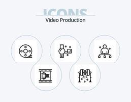 paquete de iconos de línea de producción de video 5 diseño de iconos. badajo. badajo de acción. retro grabación de sonido. audio digital vector