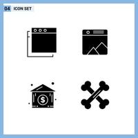 Modern Set of 4 Solid Glyphs and symbols such as apps biology photo dollar house lab Editable Vector Design Elements