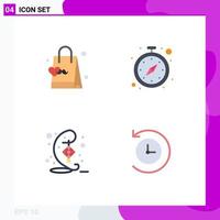 4 Thematic Vector Flat Icons and Editable Symbols of dad eid hand bag timer hari raya Editable Vector Design Elements