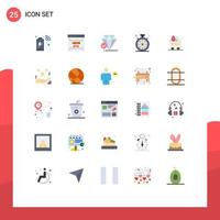 Flat Color Pack of 25 Universal Symbols of cart investment time page clock big think Editable Vector Design Elements