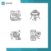 Set of 4 Modern UI Icons Symbols Signs for camp crime transport ship detector Editable Vector Design Elements