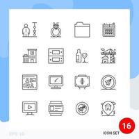 Outline Pack of 16 Universal Symbols of product product marriage online storage Editable Vector Design Elements