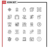 Set of 25 Modern UI Icons Symbols Signs for electric food curriculum bread open Editable Vector Design Elements
