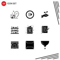 Group of 9 Solid Glyphs Signs and Symbols for shopping payment resume money finance Editable Vector Design Elements