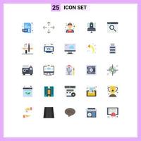 25 Thematic Vector Flat Colors and Editable Symbols of search browser plumber telecommunication broadcasting Editable Vector Design Elements