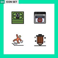 4 Thematic Vector Filledline Flat Colors and Editable Symbols of cash failure web page business coding Editable Vector Design Elements