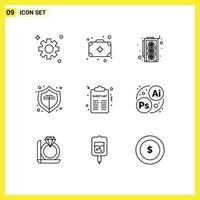 9 Outline concept for Websites Mobile and Apps designing list hardware party celebration Editable Vector Design Elements