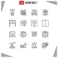 Set of 16 Vector Outlines on Grid for household end connection paper letter Editable Vector Design Elements