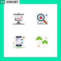 Flat Icon Pack of 4 Universal Symbols of graph device board scan mobile Editable Vector Design Elements