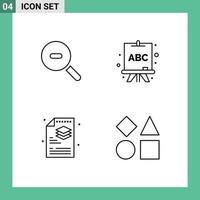 4 Universal Line Signs Symbols of search layers abc creative geometric Editable Vector Design Elements