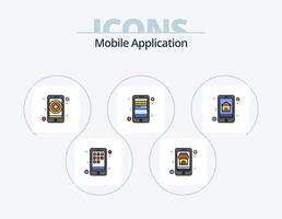 Mobile Application Line Filled Icon Pack 5 Icon Design. privacy. activity. sound. smartphone. app vector