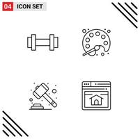 User Interface Pack of 4 Basic Filledline Flat Colors of gym court weight streamline law Editable Vector Design Elements