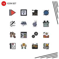 16 Universal Flat Color Filled Lines Set for Web and Mobile Applications hill surgery corporation scalpel web Editable Creative Vector Design Elements
