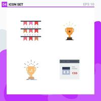 4 Flat Icon concept for Websites Mobile and Apps american win party award award Editable Vector Design Elements