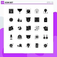 25 Universal Solid Glyphs Set for Web and Mobile Applications location tools mother education learining Editable Vector Design Elements