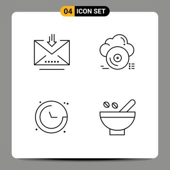 4 User Interface Line Pack of modern Signs and Symbols of download compass retrieve archive location Editable Vector Design Elements