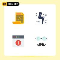 Group of 4 Flat Icons Signs and Symbols for file app battery energy avatar Editable Vector Design Elements