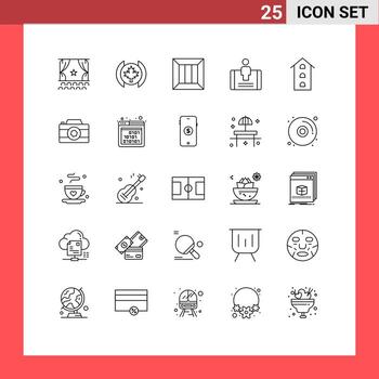 User Interface Pack of 25 Basic Lines of buildings mobile box engagement money Editable Vector Design Elements