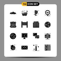 Universal Icon Symbols Group of 16 Modern Solid Glyphs of bag pin earth day location green Editable Vector Design Elements