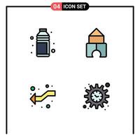 Universal Icon Symbols Group of 4 Modern Filledline Flat Colors of alcohol arrows shotglass building intersection Editable Vector Design Elements