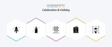 Celebration and Holiday 25 Glyph icon pack including invitation. heart. celebration. card. holiday vector