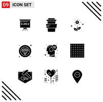 Set of 9 Modern UI Icons Symbols Signs for human communication plant service premium Editable Vector Design Elements