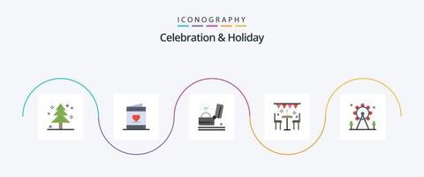 Celebration and Holiday Flat 5 Icon Pack Including holiday. celebration. valentine. wedding. holiday vector