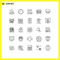 25 Creative Icons Modern Signs and Symbols of public bus valentine spa love farm Editable Vector Design Elements