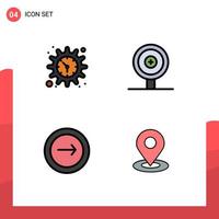 Stock Vector Icon Pack of 4 Line Signs and Symbols for gear interface watch target navigation Editable Vector Design Elements