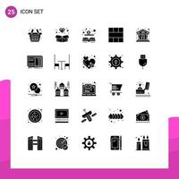 Set of 25 Modern UI Icons Symbols Signs for show workspace cash layout grid Editable Vector Design Elements