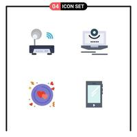 4 Flat Icon concept for Websites Mobile and Apps device circle technology computer ring Editable Vector Design Elements