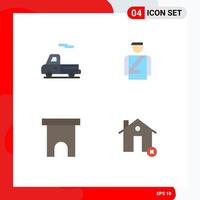 User Interface Pack of 4 Basic Flat Icons of car marketplace bellboy service store Editable Vector Design Elements