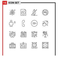 Universal Icon Symbols Group of 16 Modern Outlines of water human boat body travel Editable Vector Design Elements