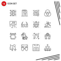 User Interface Pack of 16 Basic Outlines of condition intersection halloween color wifi Editable Vector Design Elements