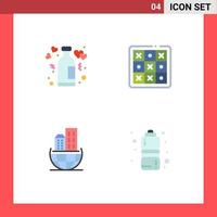 4 Universal Flat Icons Set for Web and Mobile Applications bottle game romance toe architecture Editable Vector Design Elements